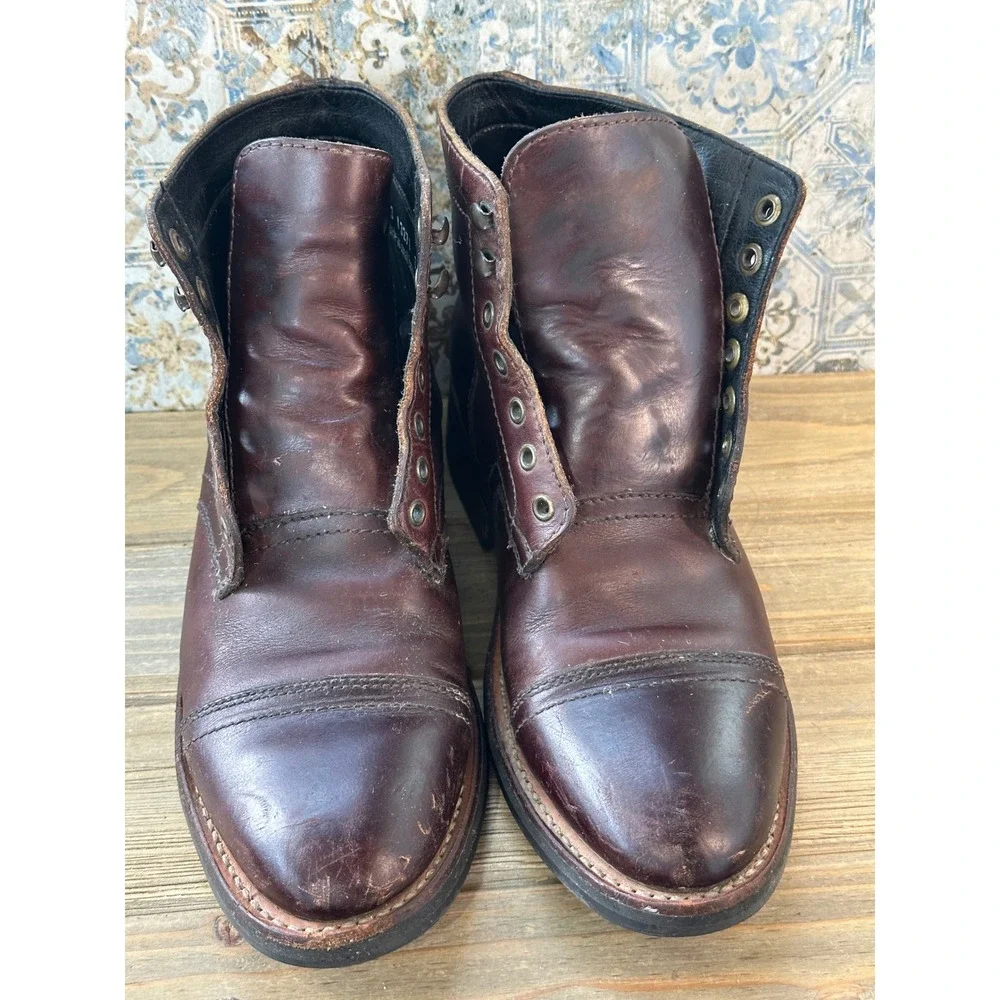 Thursday Boot Co Captain Boots Shoes Cap Toe Mens 8.5 Brown Preppy Classy